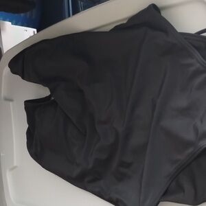 Black one piece swim suit tie at the top for adjustable top